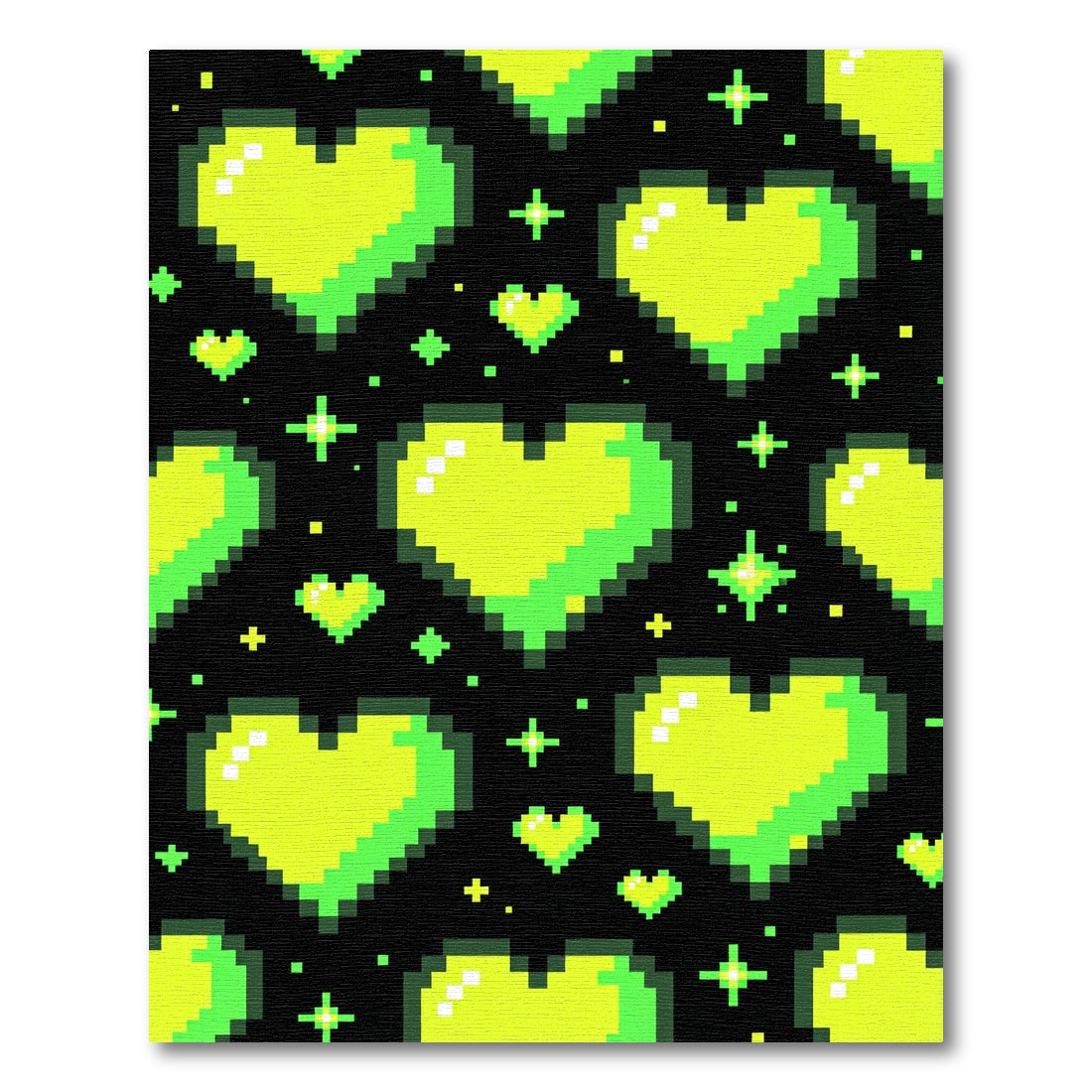 Neon Pixel Heart Glowing Glow Rug
