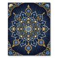 Midnight Blue Floral Medallion Mandala Rug