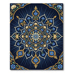 Midnight Blue Floral Medallion Mandala Rug