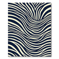 Modern Navy and Cream Wavy Stripe Rug