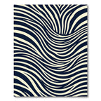 Modern Navy and Cream Wavy Stripe Rug