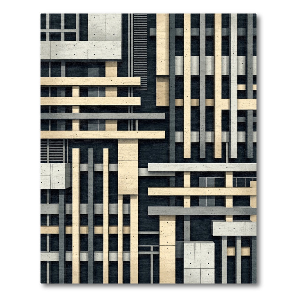 Modern Architectural Neutral Grid Abstract Rug