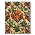 Triceratops Terra Cotta Desert Cactus Art Rug