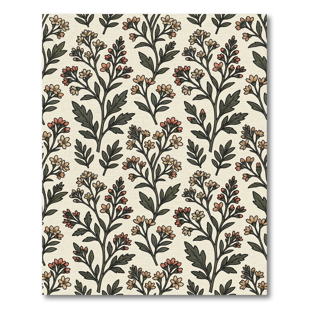 Cream Tan Floral Branch Pattern Rug