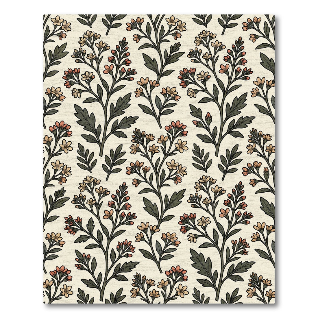 Cream Tan Floral Branch Pattern Rug