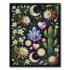 Celestial Moon Cactus Magic Crystal Garden Rug