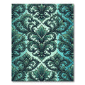 Elegant Teal Damask Scroll Filigree Rug