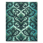Elegant Teal Damask Scroll Filigree Rug
