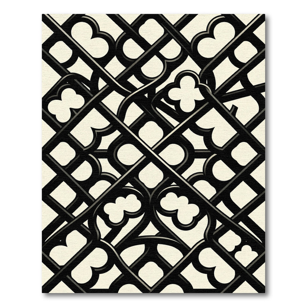 Monochrome Geometric Gothic Trellis Rug