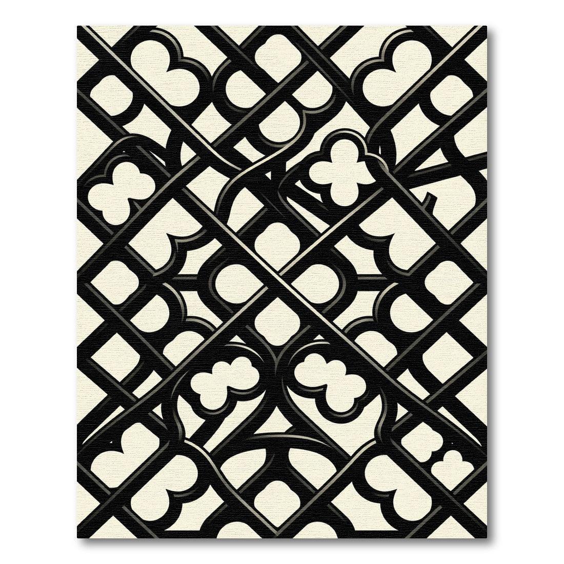 Monochrome Geometric Gothic Trellis Rug
