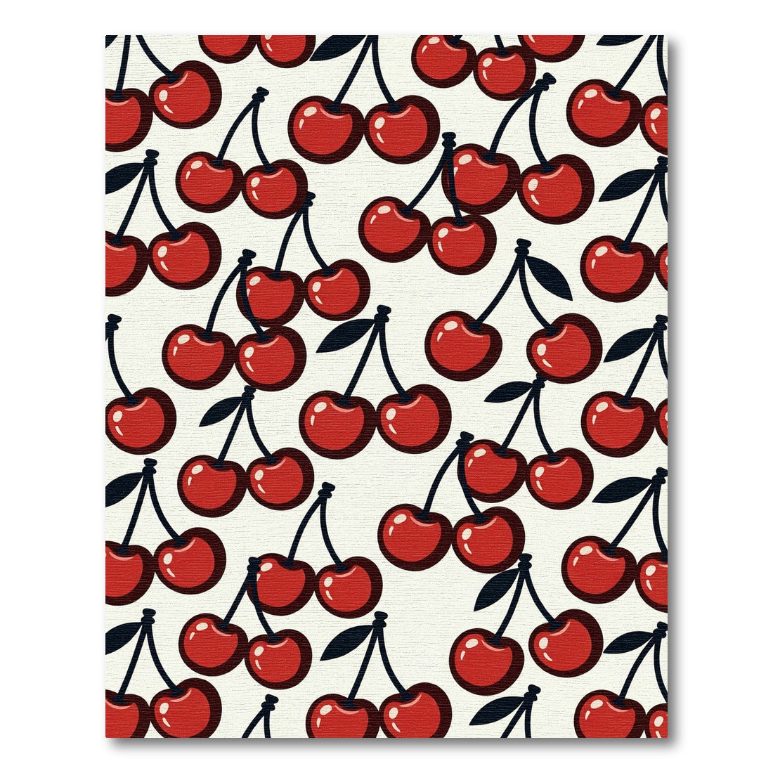 Retro Vibrant Red Cherry Illustration Rug