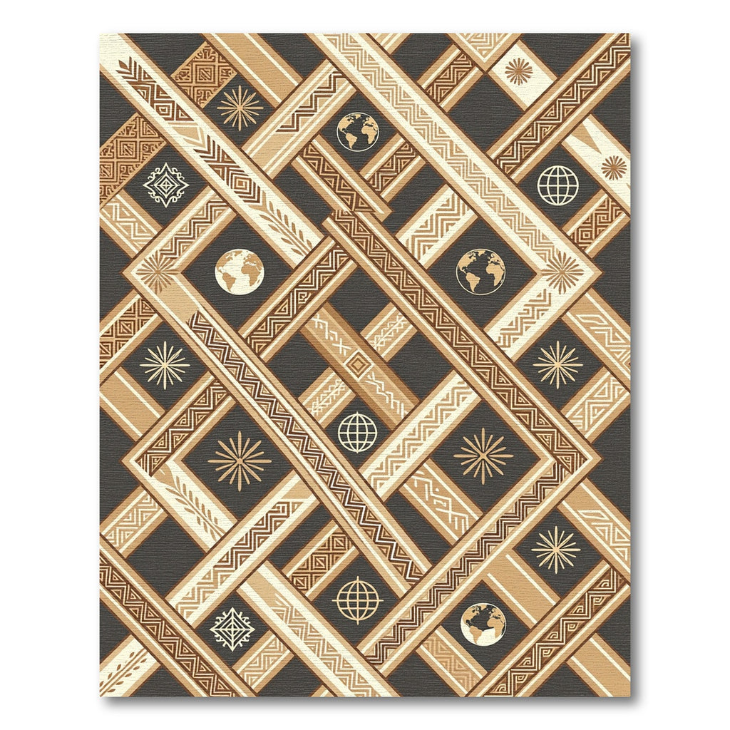 Earth Tone Geometric Globe Stripe Rug