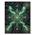 Luminous Celestial Green Mandala Starry Tapestry Rug