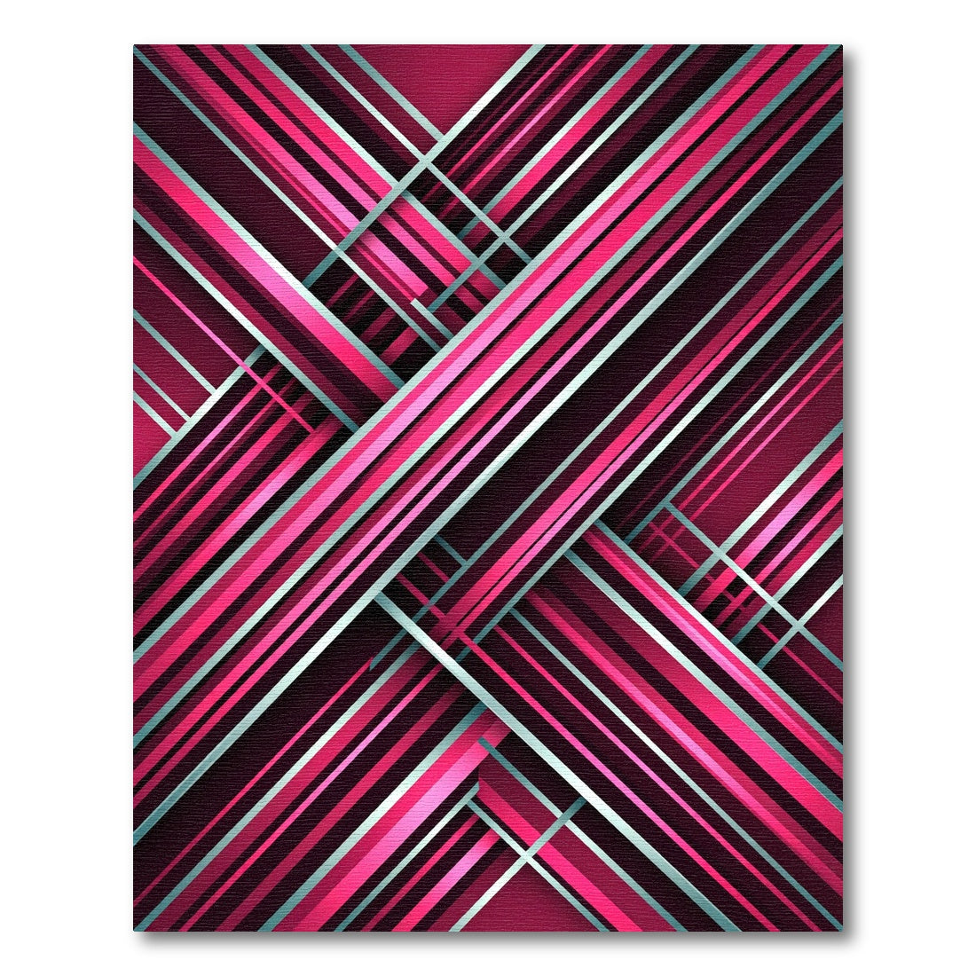 Modern Magenta Diagonal Striated Abstract Rug