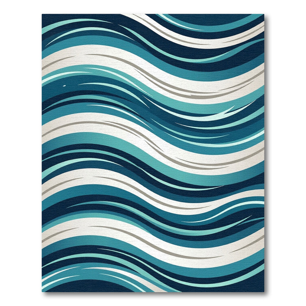 Deep Blue Teal Wave Composition Rug