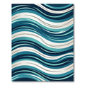Deep Blue Teal Wave Composition Rug