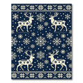 Navy Reindeer and Snowflake Winter Rug