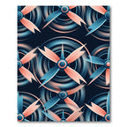 Crimson and Teal Propeller Abstract Rug