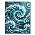 Dynamic Teal Swirling Ocean Wave Rug