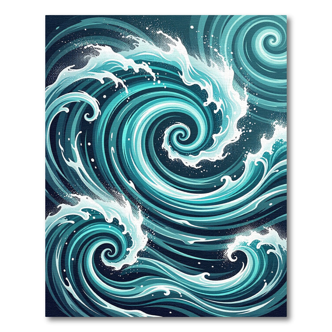 Dynamic Teal Swirling Ocean Wave Rug