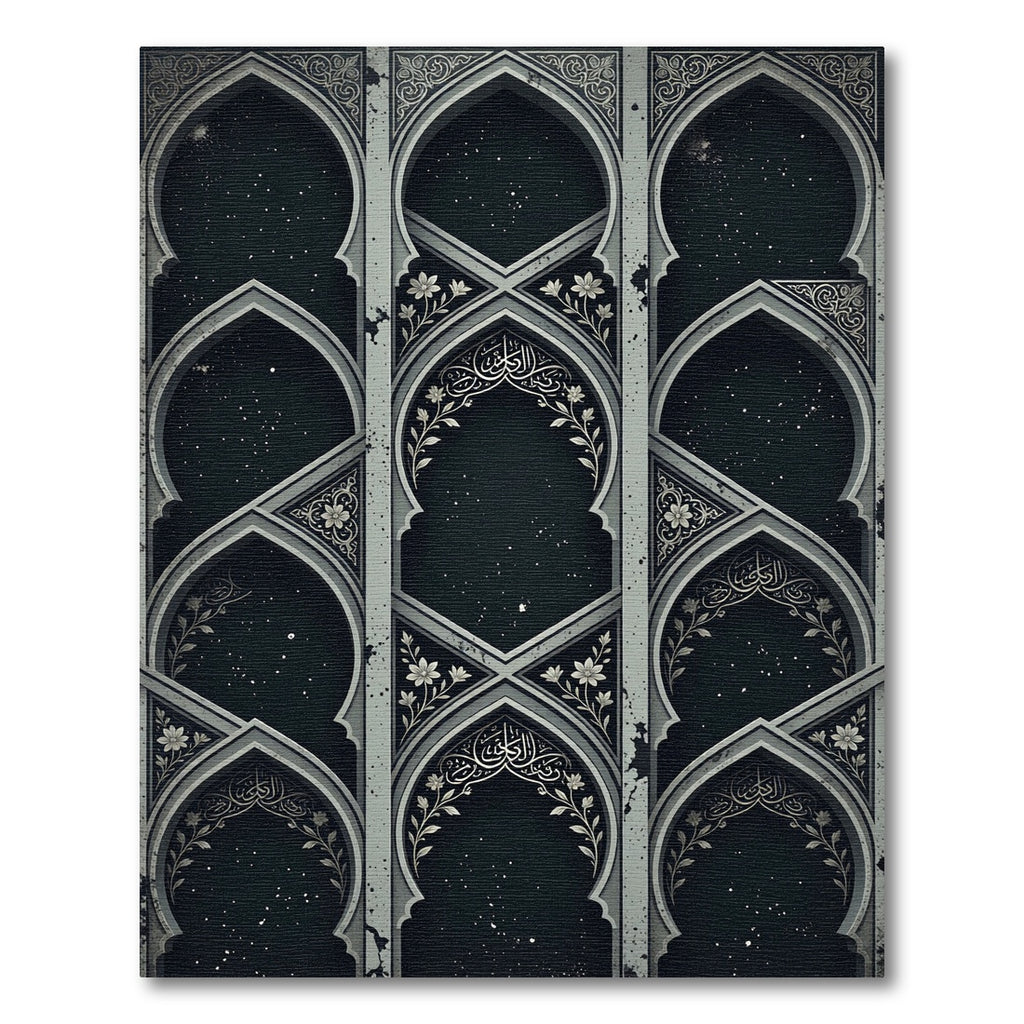 Midnight Celestial Archway Floral Inlay Rug
