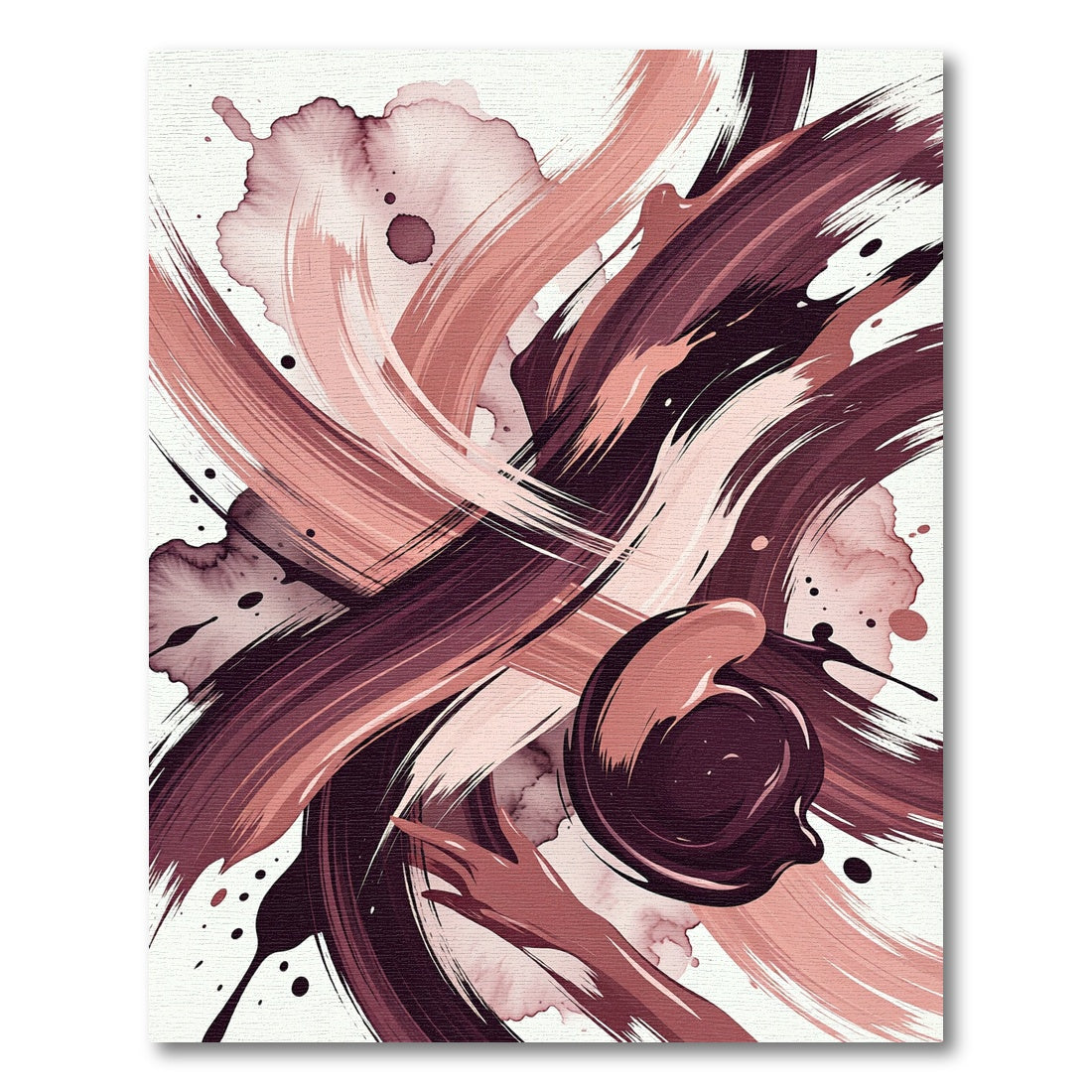Abstract Wine and Rose Brushstroke Rug