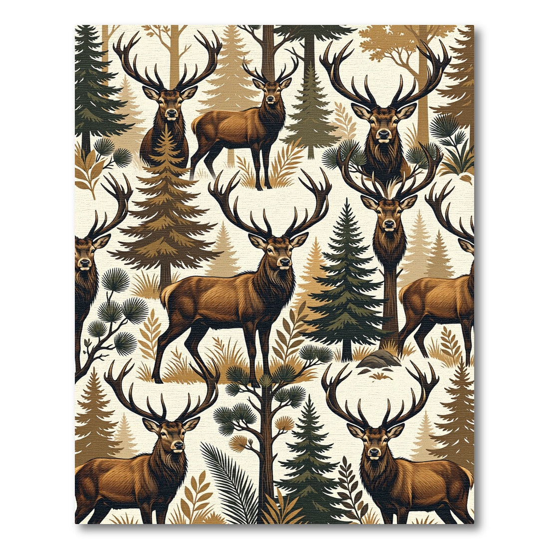 Rustic Forest Elk Woodland Decor Rug