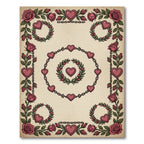 Crimson Rose Heart Chain Border Rug