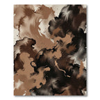 Earthy Brown Abstract Ink Swirl Rug