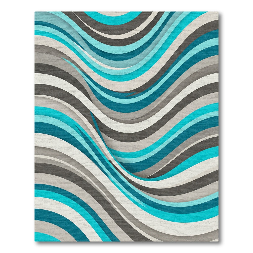 Modern Teal And Gray Liquid Wave Rug