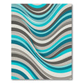 Modern Teal And Gray Liquid Wave Rug