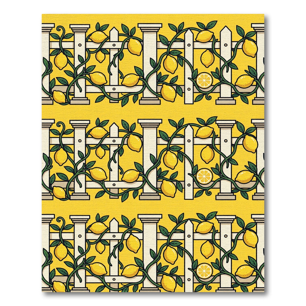 Bright Sunny Lemon Vine Garden Fence Rug
