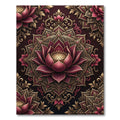 Rich Burgundy Golden Lotus Mandala Rug