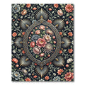 Dark Floral Blossom Medallion Imprint Rug