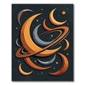 Cosmic Crescent Orbit Orange Grey Rug