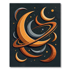 Cosmic Crescent Orbit Orange Grey Rug