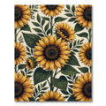 Golden Sunflower Floral Botanical Illustration Rug