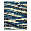 Geometric Navy Coastal Pier Shoreline Rug