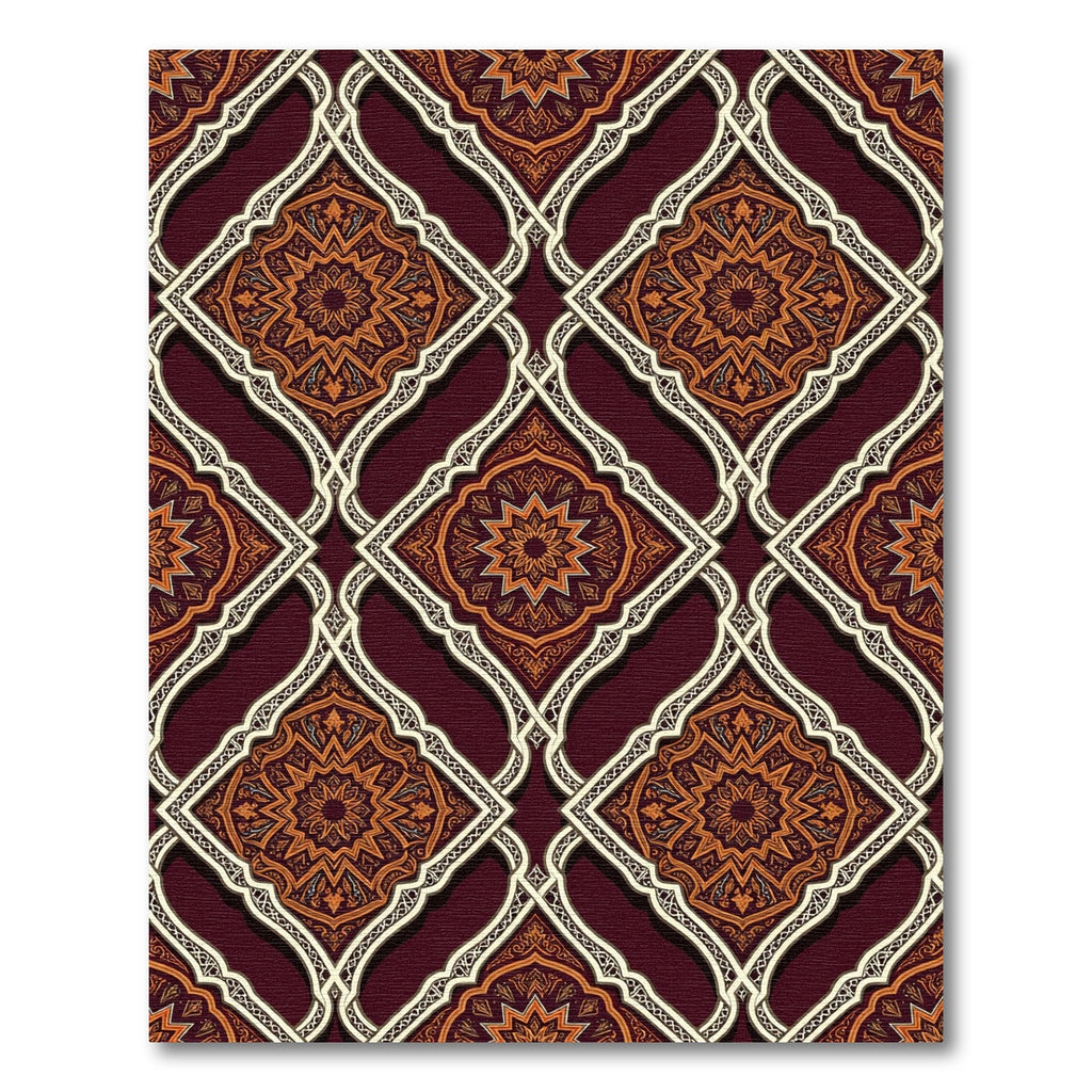 Crimson Orange Medallion Lattice Rug