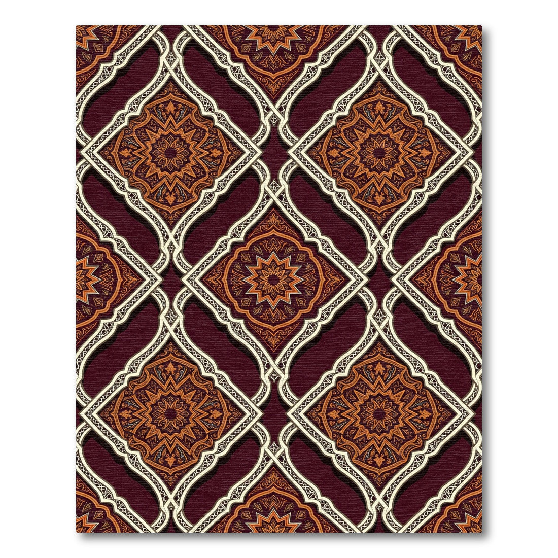 Crimson Orange Medallion Lattice Rug