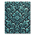 Elegant Teal Damask Floral Scroll Rug