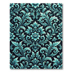 Elegant Teal Damask Floral Scroll Rug