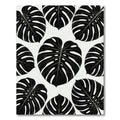 Bold Black Tropical Monstera Leaves Rug