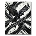 Black Raven Ink Brushstrokes Rug
