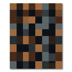 Modern Geometric Plaid Copper Gray Block Rug