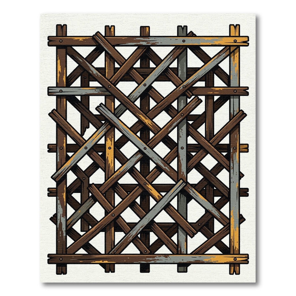 Rustic Barn Wood Lattice Texture Rug