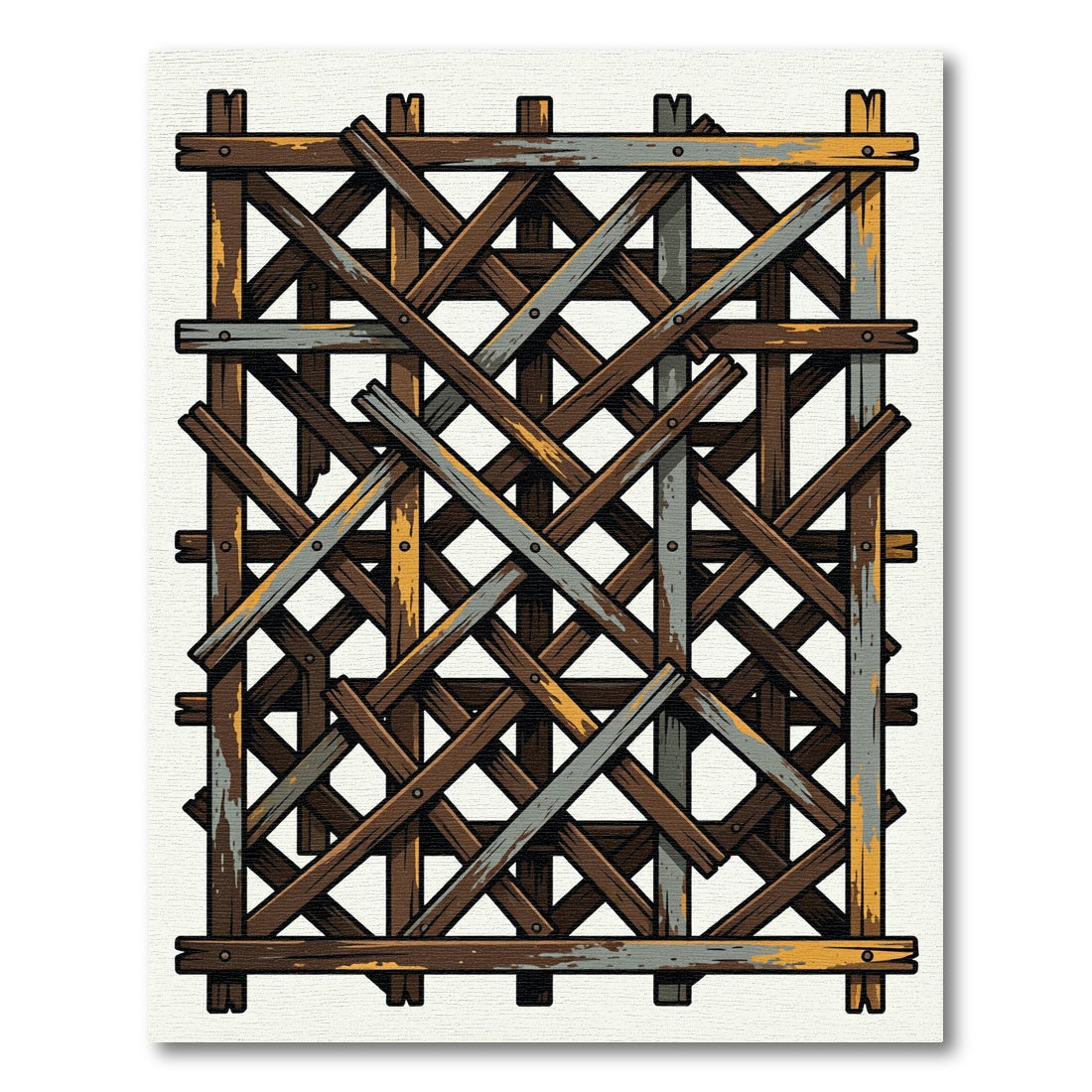 Rustic Barn Wood Lattice Texture Rug