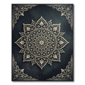 Ornate Midnight Gold Floral Mandala Rug