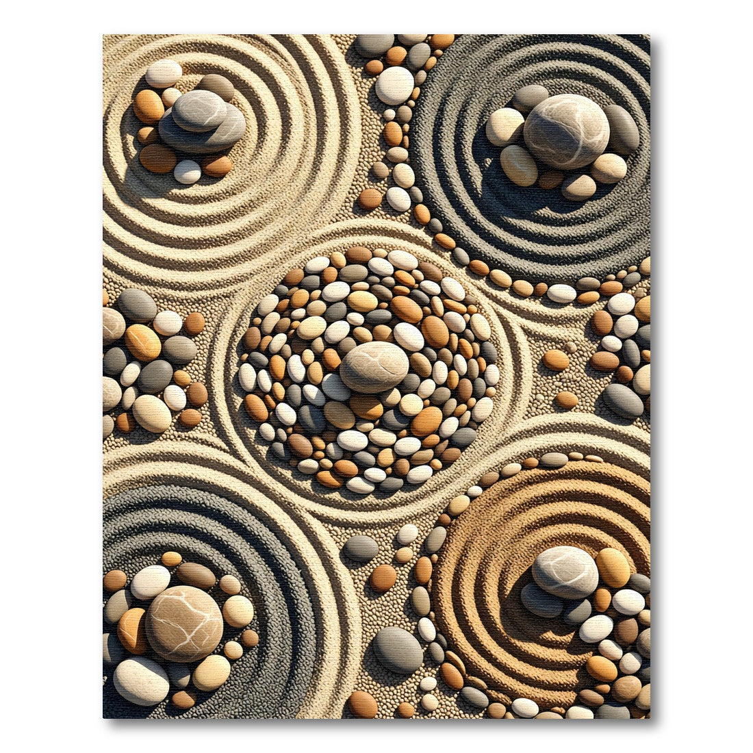 Zen Round Pebble Stone Earth Mosaic Rug