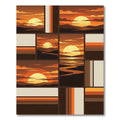 Geometric Sunset Grid Warm Earth Tones Rug